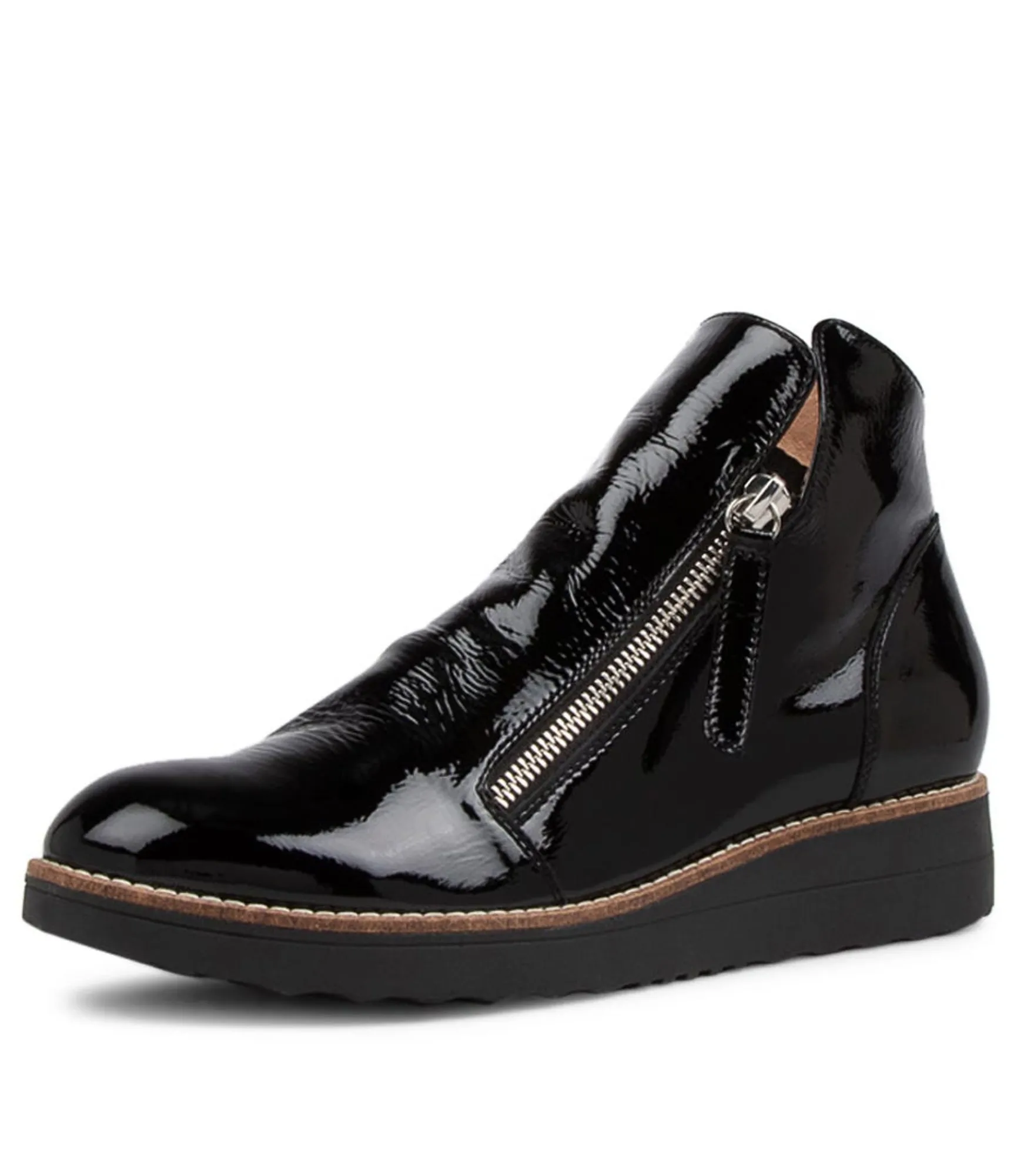 Clearance Midas Shoes Olise Black Patent Leather Ankle Boots Bs