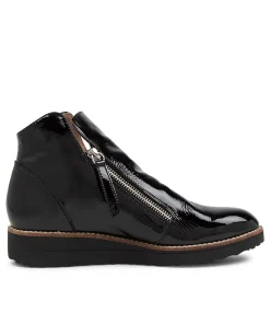 Clearance Midas Shoes Olise Black Patent Leather Ankle Boots Bs