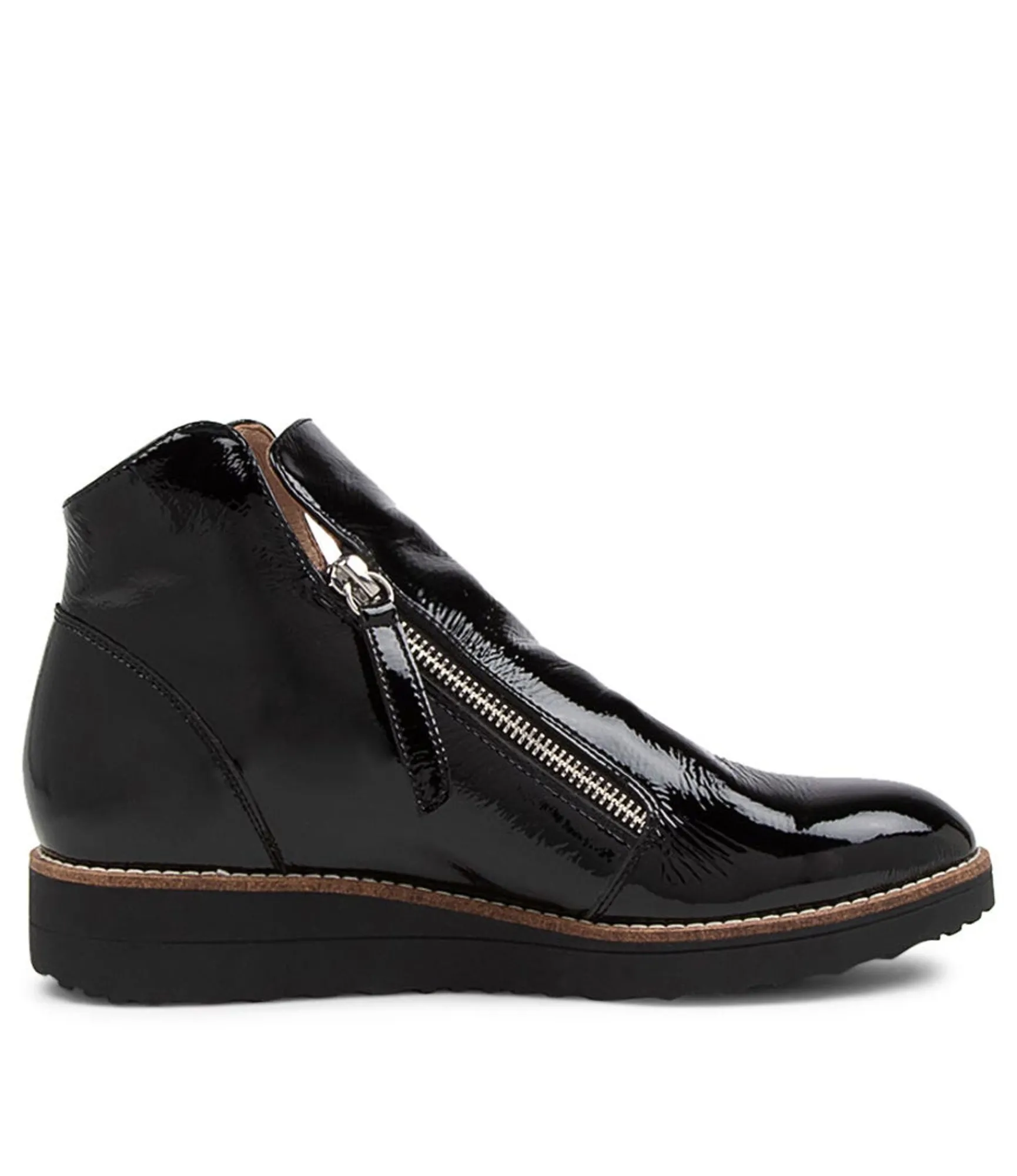 Clearance Midas Shoes Olise Black Patent Leather Ankle Boots Bs