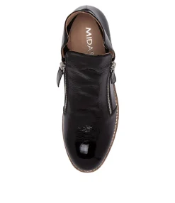 Clearance Midas Shoes Olise Black Patent Leather Ankle Boots Bs