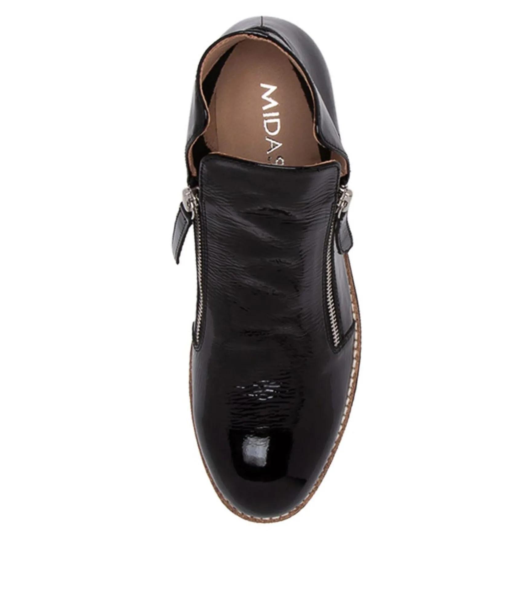 Clearance Midas Shoes Olise Black Patent Leather Ankle Boots Bs