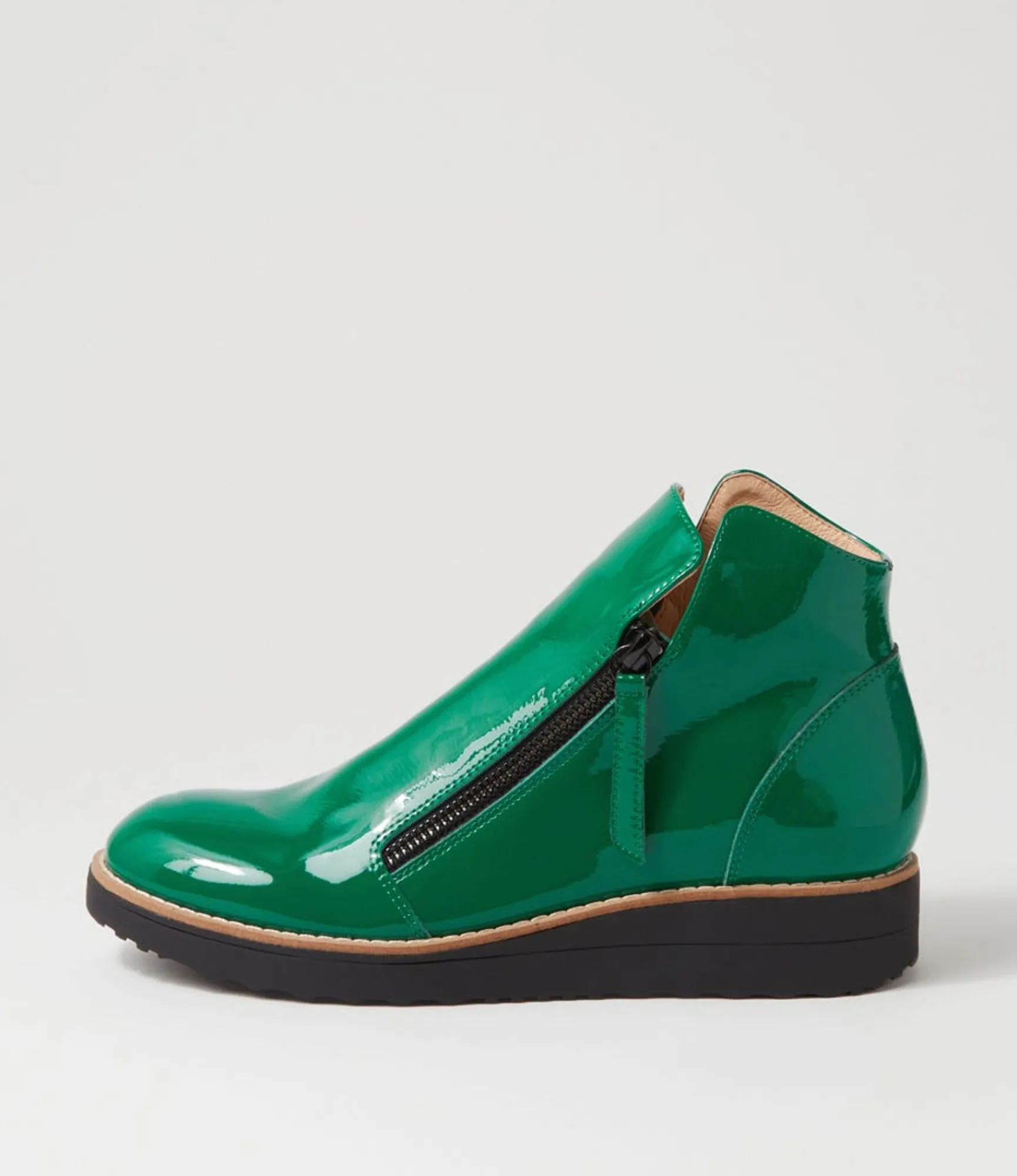 Best Midas Shoes Olise Dark Emerald Black Patent Leather Ankle Boots