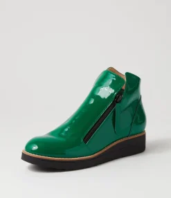 Best Midas Shoes Olise Dark Emerald Black Patent Leather Ankle Boots