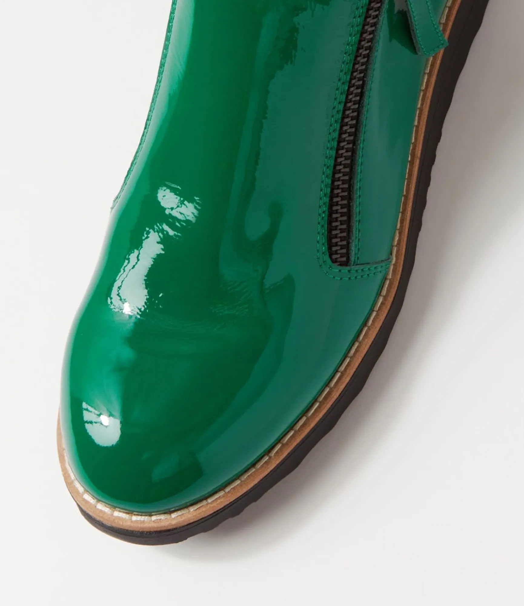 Best Midas Shoes Olise Dark Emerald Black Patent Leather Ankle Boots