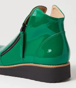 Best Midas Shoes Olise Dark Emerald Black Patent Leather Ankle Boots