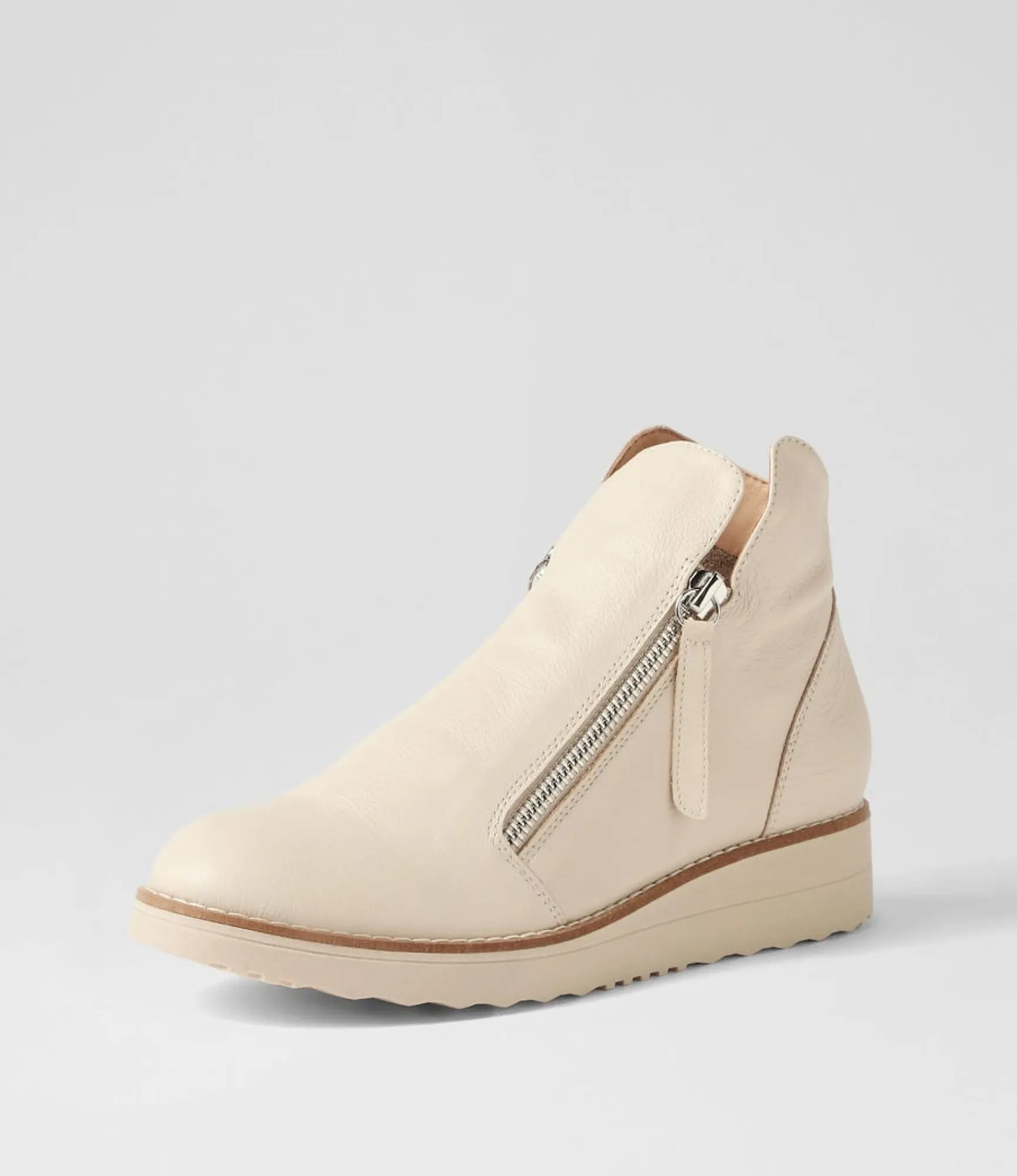 Cheap Midas Shoes Olise Ivory Nude Leather Ankle Boots