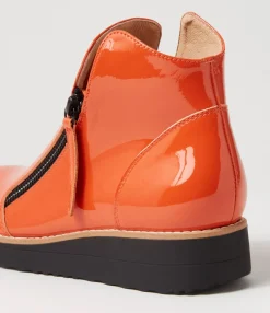 Flash Sale Midas Shoes Olise Orange Black Patent Leather Ankle Boots