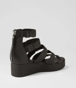 Discount Midas Shoes Oloy Black Leather Sandals