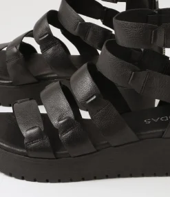 Discount Midas Shoes Oloy Black Leather Sandals