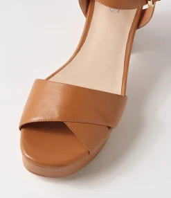 Cheap Midas Shoes Onli Dark Tan Leather Sandals
