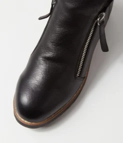 Outlet Midas Shoes Opelle Black Leather Fur Ankle Boots