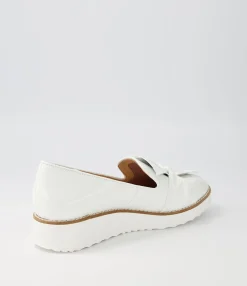 Hot Midas Shoes Opitto White Patent Leather Flat Shoes