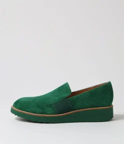 Discount Midas Shoes Orad Dark Emerald Suede Loafers