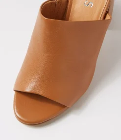 Flash Sale Midas Shoes Orpa Dark Tan Natural Heel Leather Slides