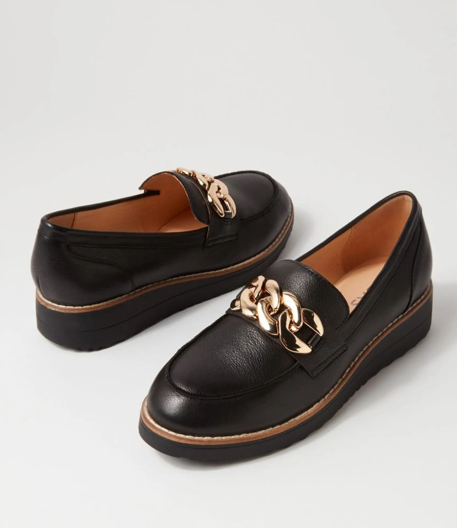 Outlet Midas Shoes Osie Black Leather Loafers