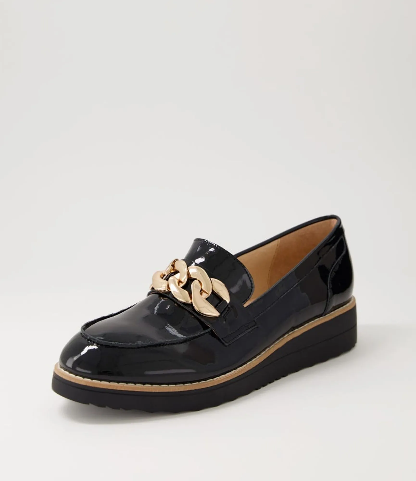 Clearance Midas Shoes Osie Black Patent Leather Loafers