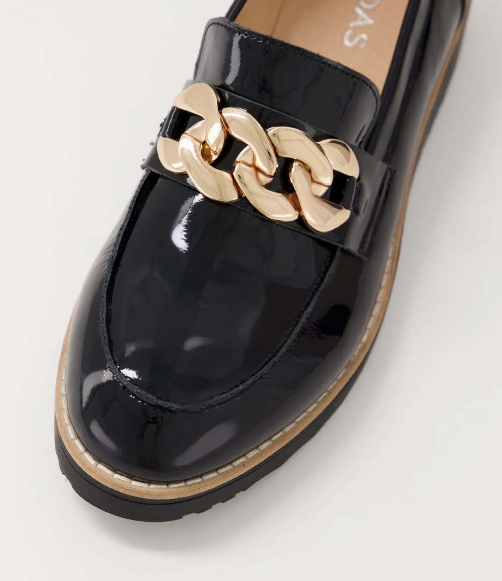 Clearance Midas Shoes Osie Black Patent Leather Loafers