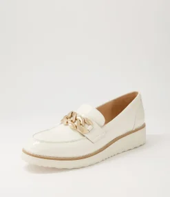 Outlet Midas Shoes Osie Ivory Patent Leather Loafers