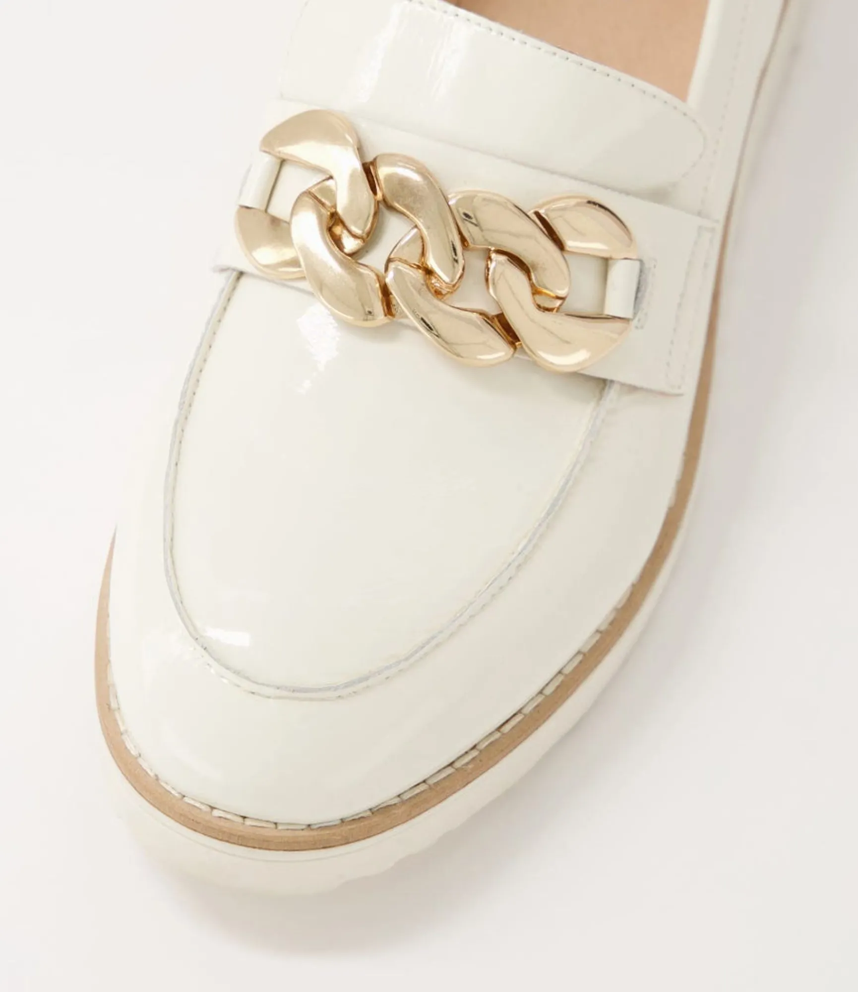 Outlet Midas Shoes Osie Ivory Patent Leather Loafers