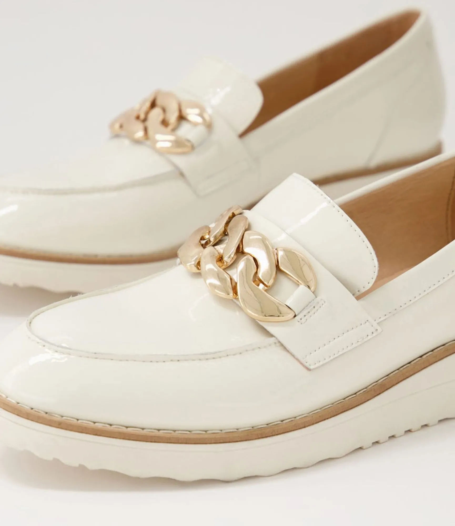 Outlet Midas Shoes Osie Ivory Patent Leather Loafers