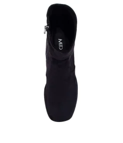 Fashion Midas Shoes Otis Black Stretch Microsuede Ankle Boots