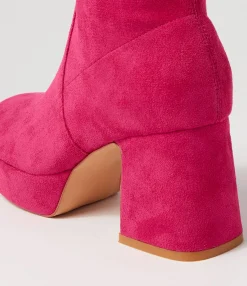 Shop Midas Shoes Otis Fuchsia Stretch Microsuede Ankle Boots