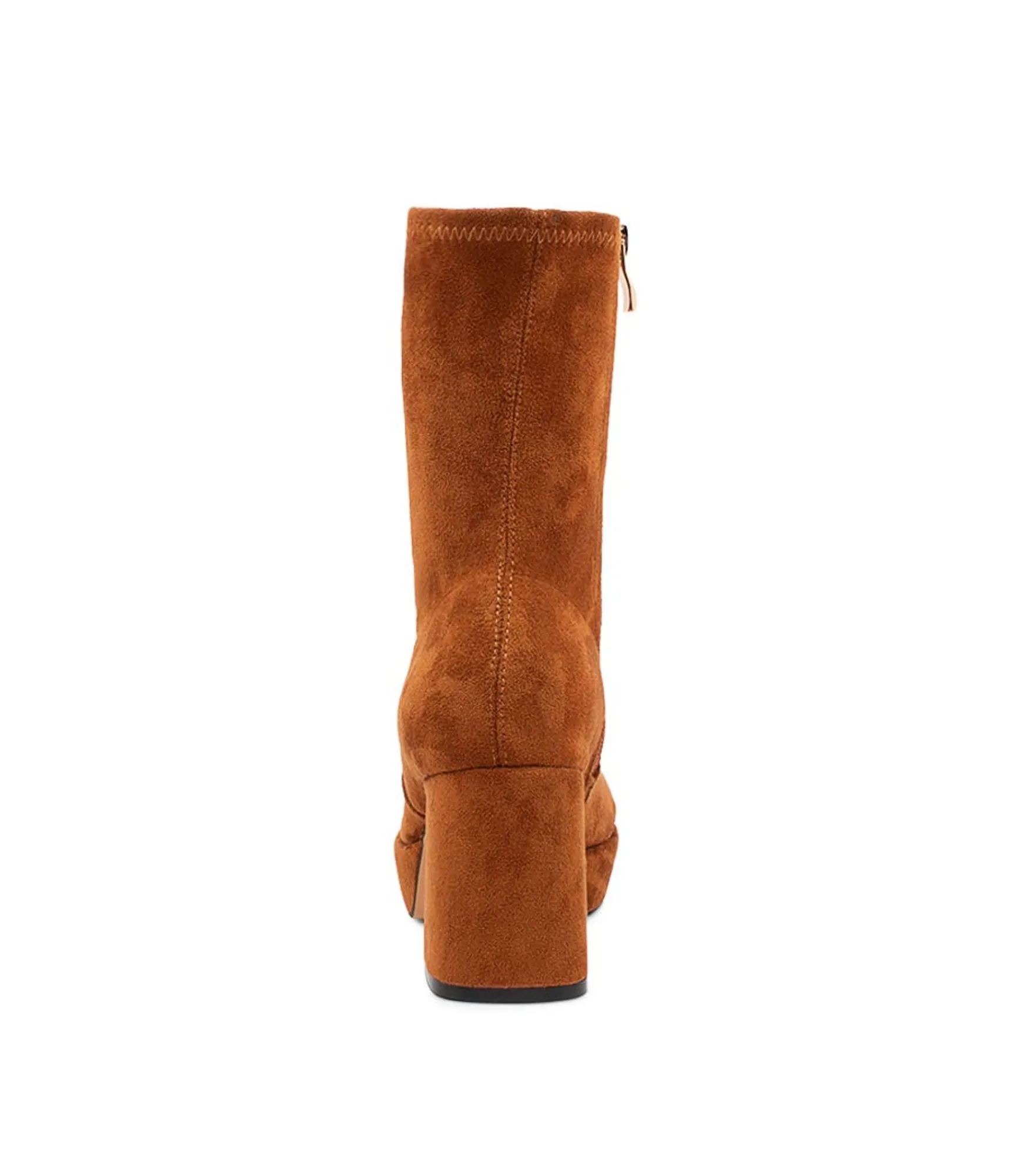 Clearance Midas Shoes Otis Tan Stretch Microsuede Ankle Boots