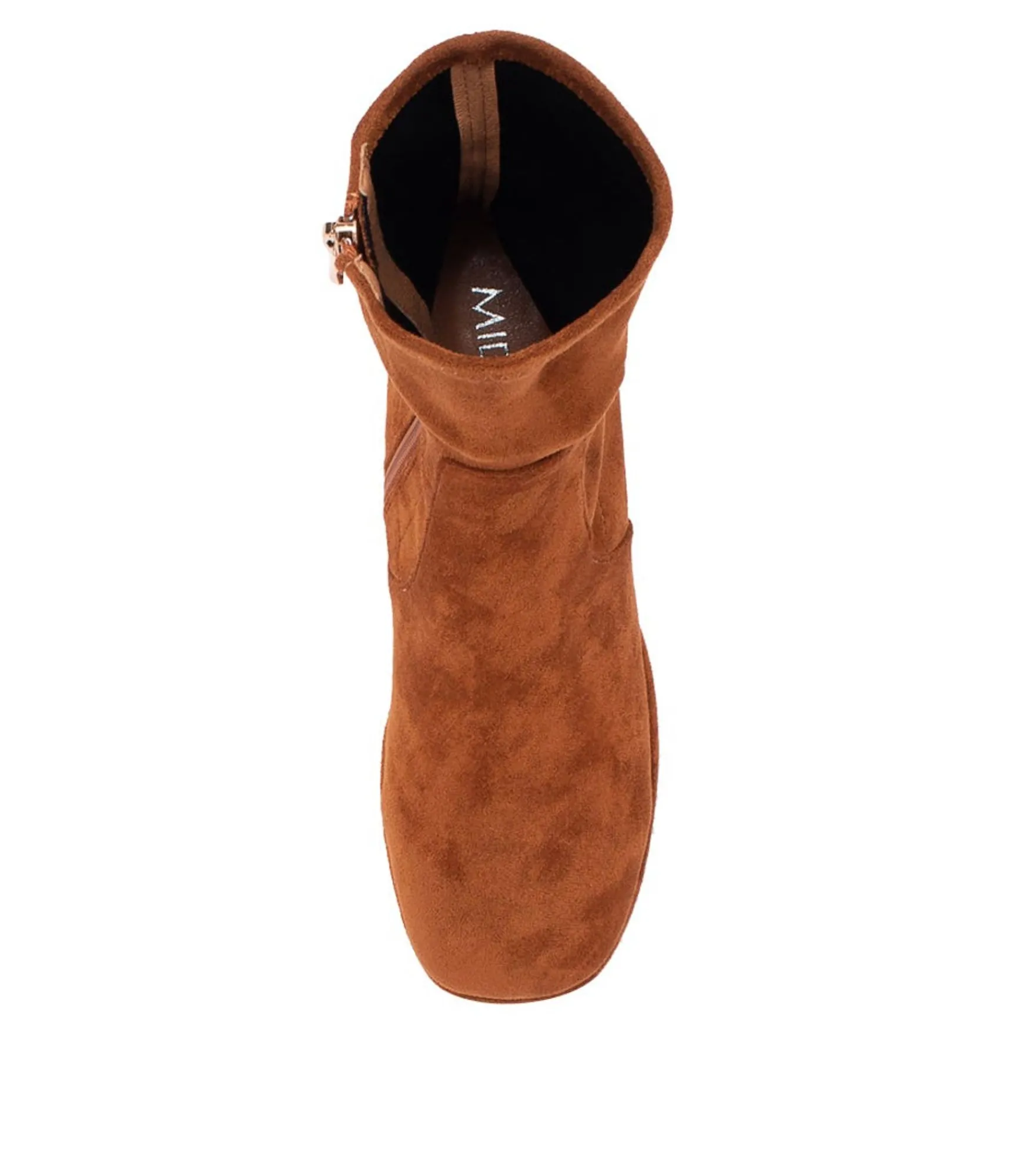 Clearance Midas Shoes Otis Tan Stretch Microsuede Ankle Boots