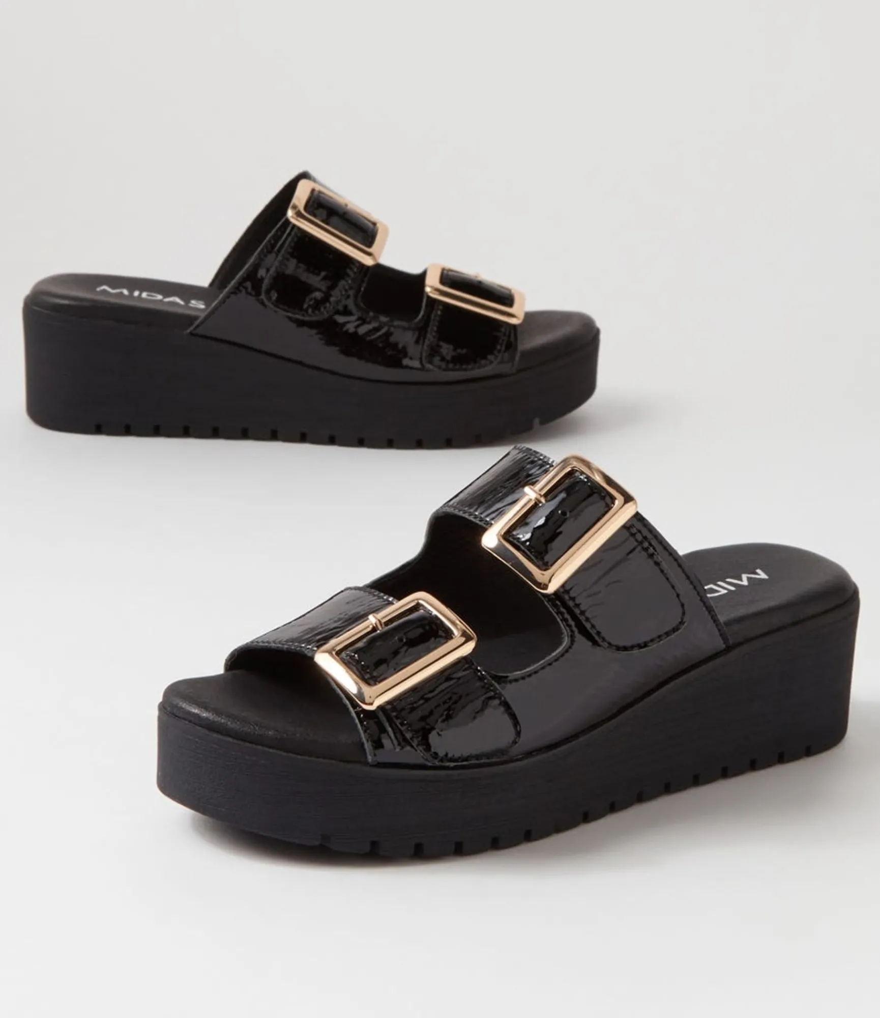 Sale Midas Shoes Oxen Black Patent Leather Slides