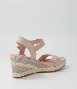 Clearance Midas Shoes Pako Pale Pink Multi Leather Espadrilles