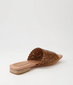 Sale Midas Shoes Parda Tan Leather Slides