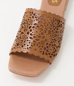 Sale Midas Shoes Parda Tan Leather Slides