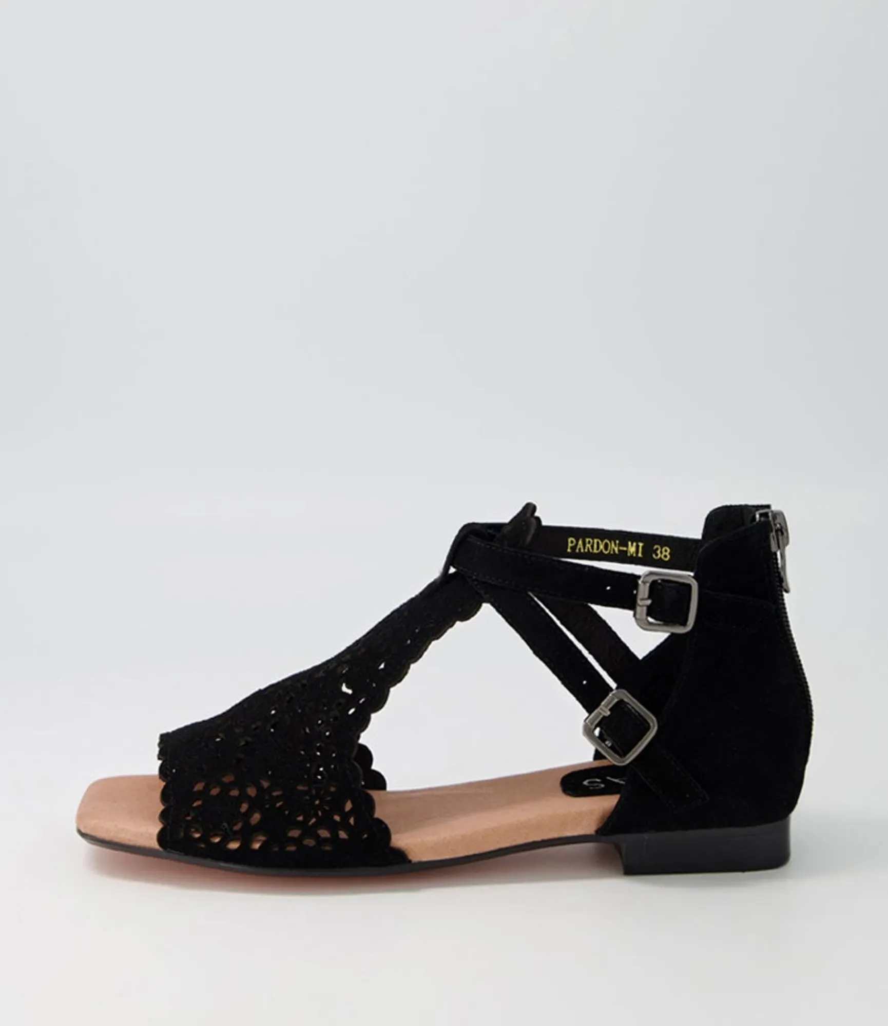 Outlet Midas Shoes Pardon Black Suede Sandals