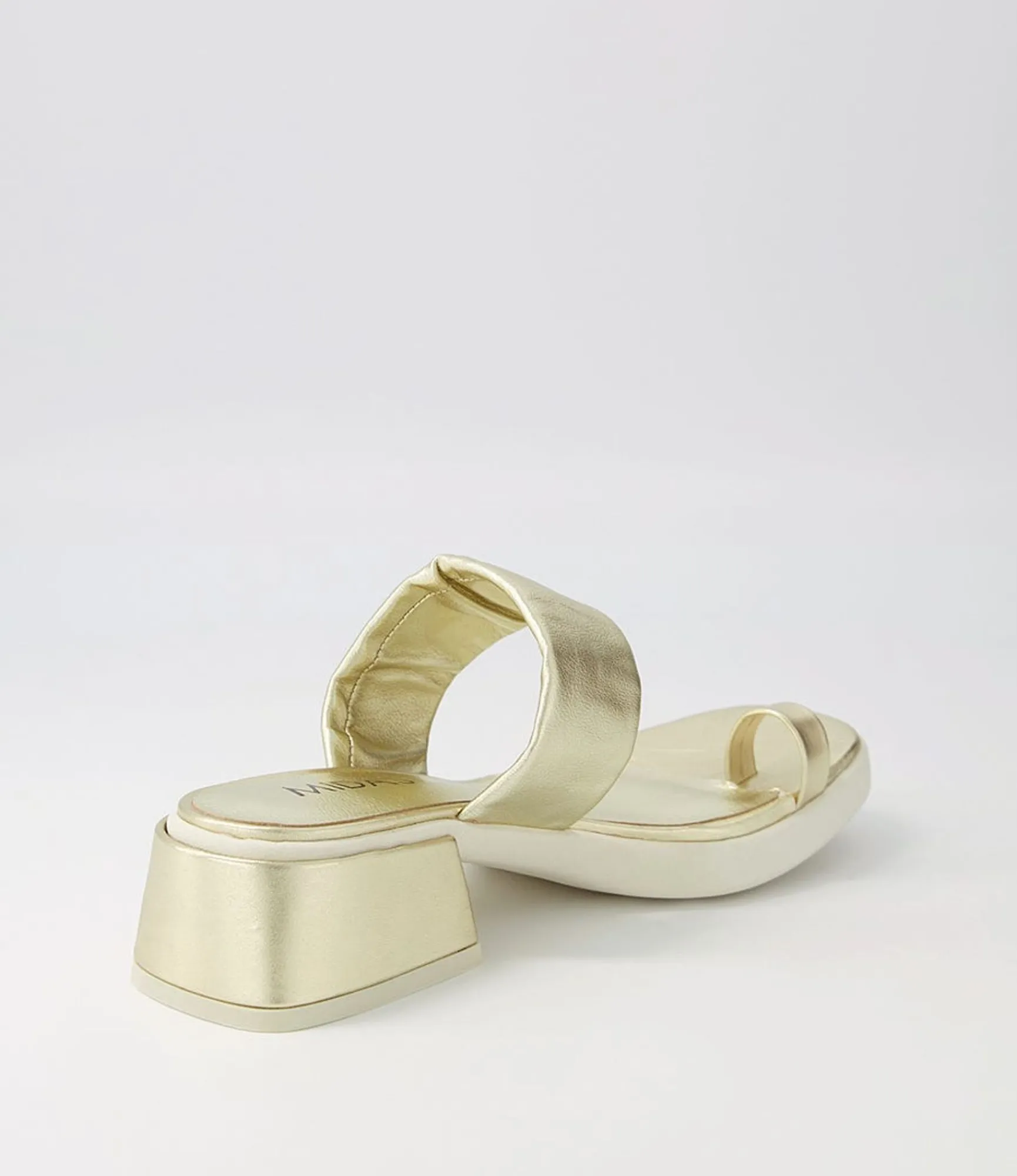 Sale Midas Shoes Parta Pale Gold White Leather Slides