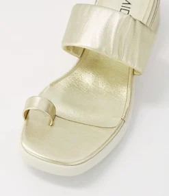 Sale Midas Shoes Parta Pale Gold White Leather Slides