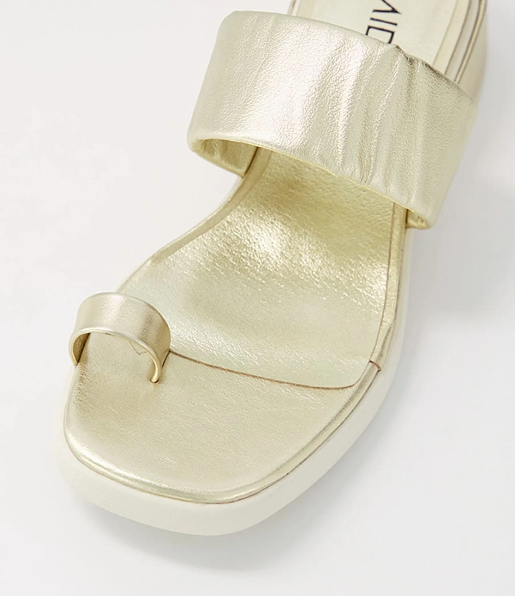 Sale Midas Shoes Parta Pale Gold White Leather Slides
