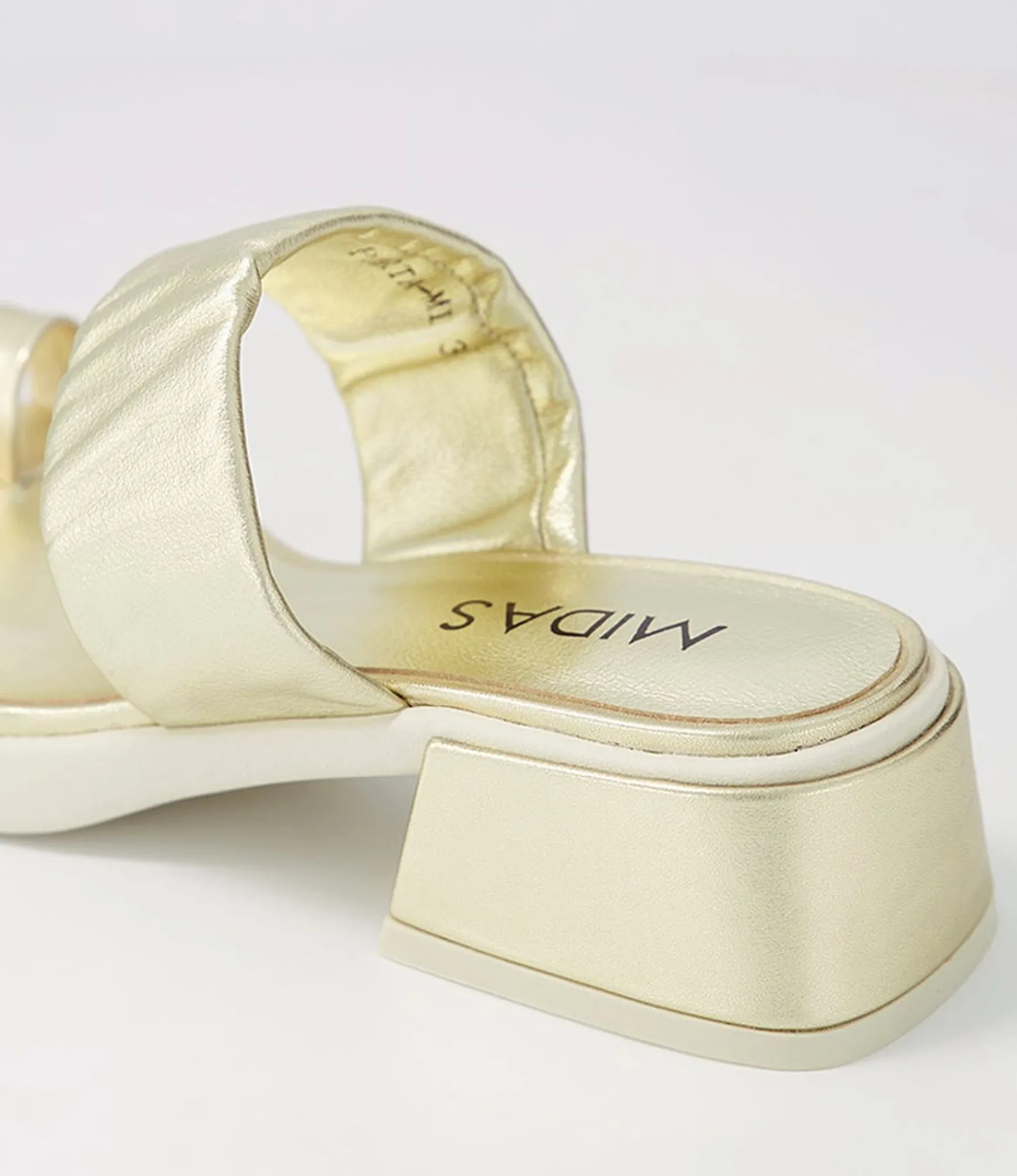 Sale Midas Shoes Parta Pale Gold White Leather Slides
