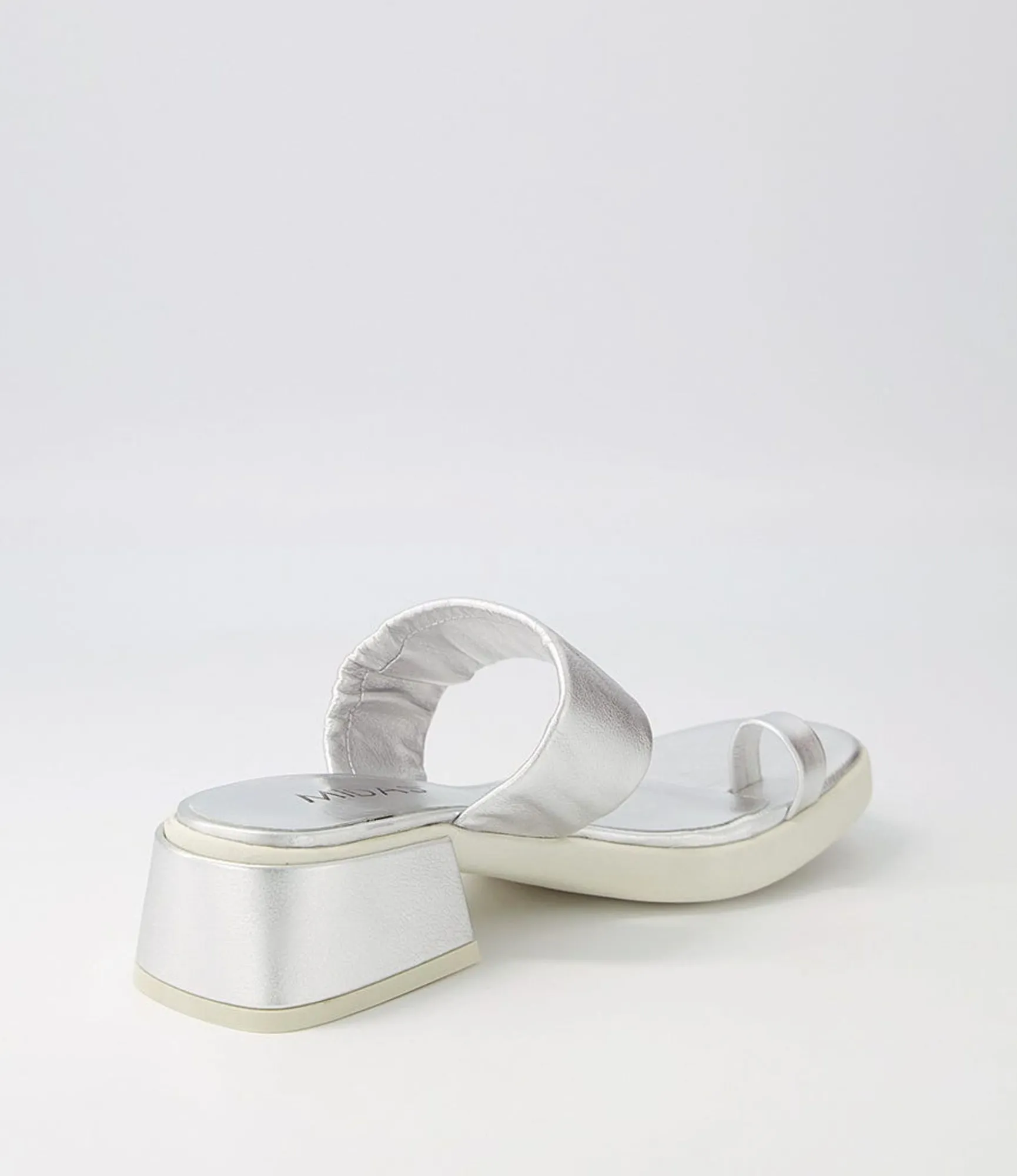Cheap Midas Shoes Parta Silver White Leather Slides