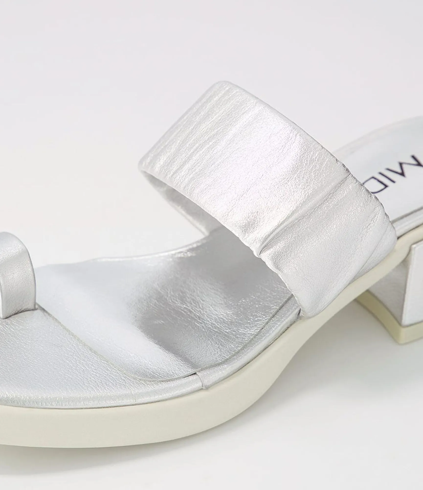 Cheap Midas Shoes Parta Silver White Leather Slides