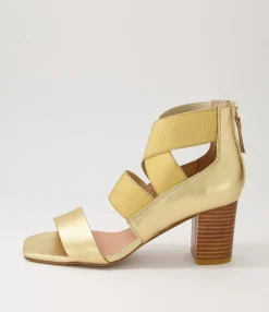 Best Sale Midas Shoes Partay Gold Leather Elastic Sandals