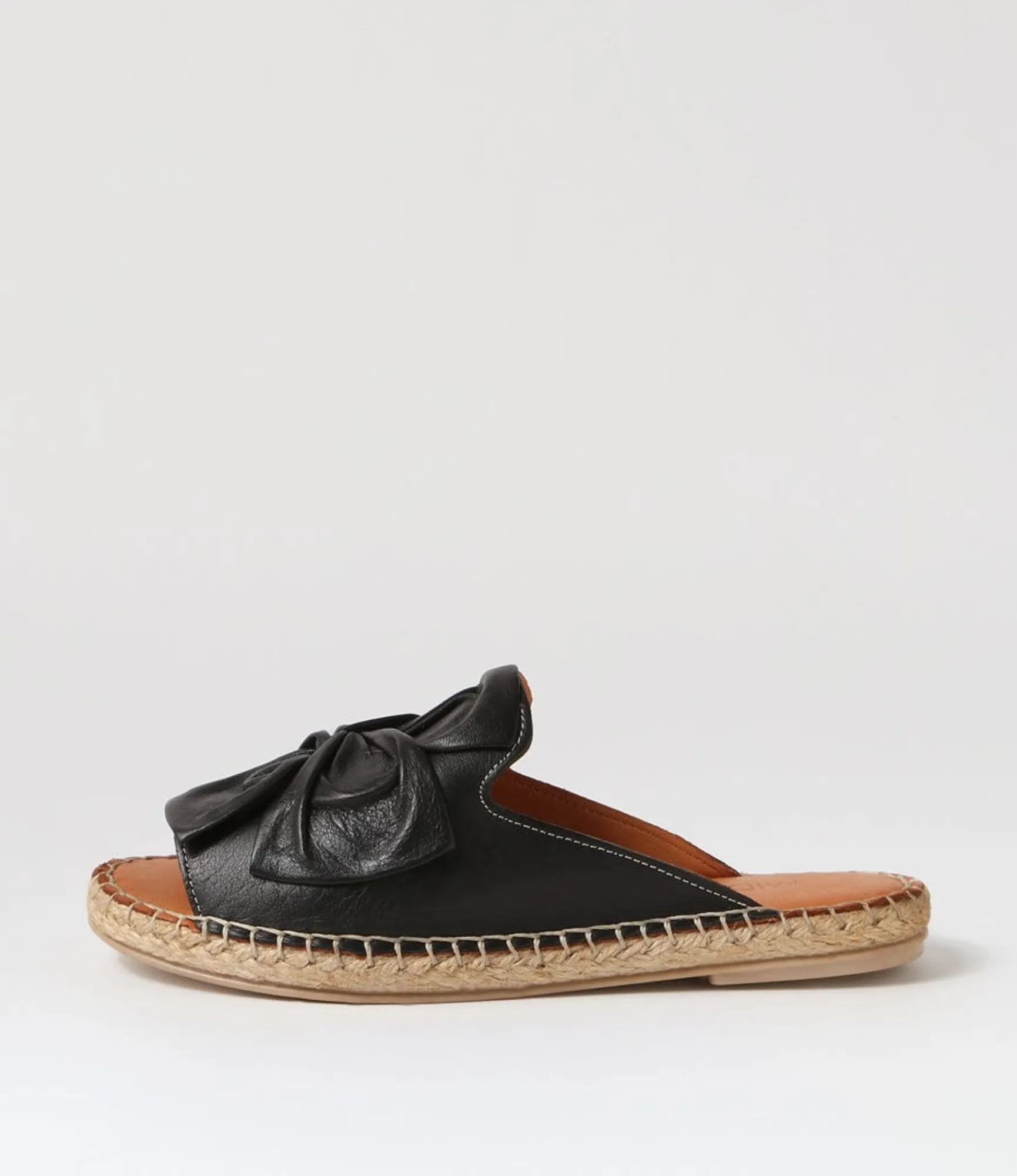 Discount Midas Shoes Pearli Black Leather Espadrilles
