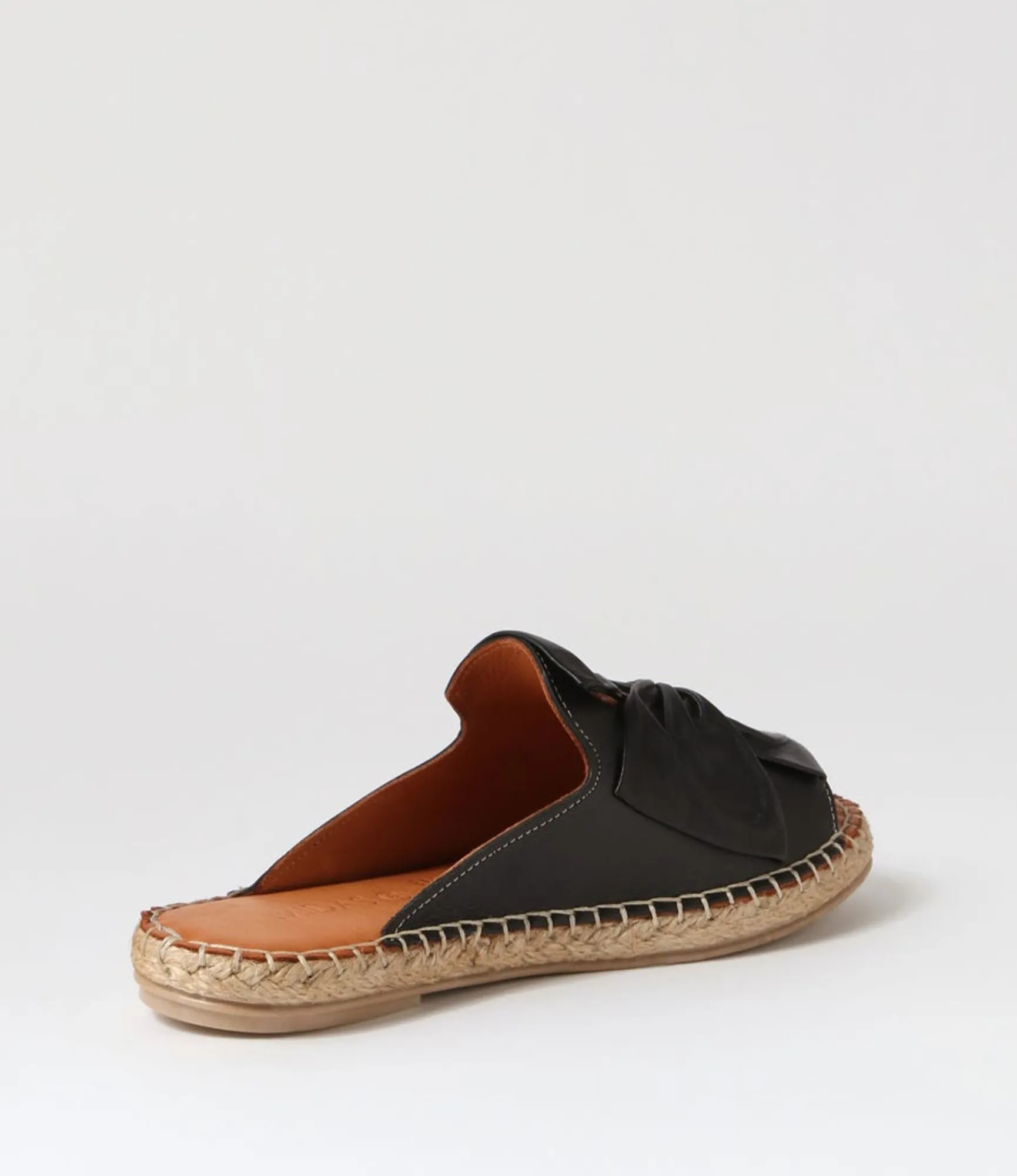 Discount Midas Shoes Pearli Black Leather Espadrilles