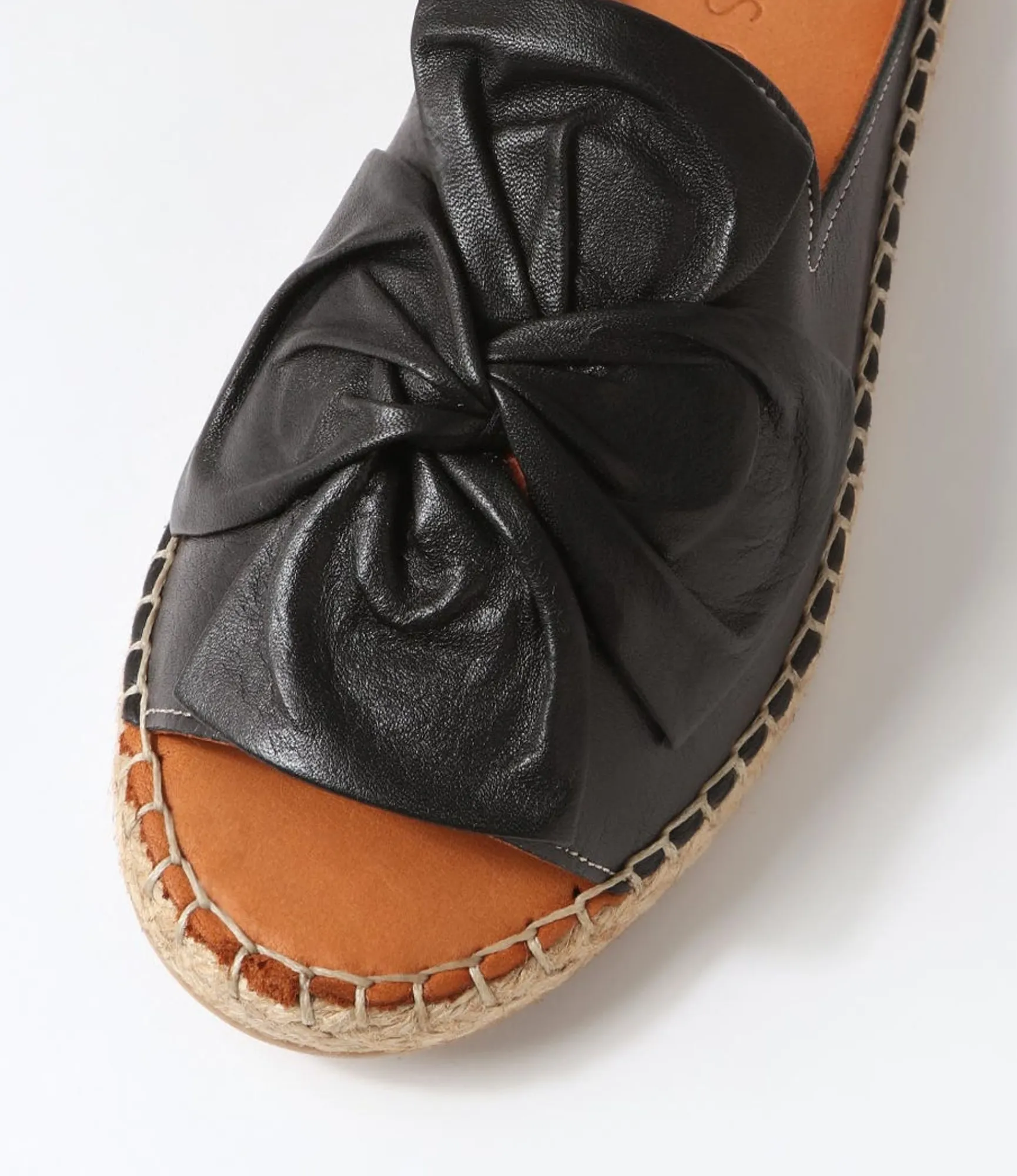 Discount Midas Shoes Pearli Black Leather Espadrilles