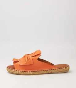 Cheap Midas Shoes Pearli Orange Leather Espadrilles