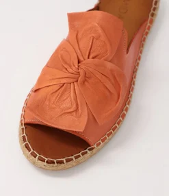 Cheap Midas Shoes Pearli Orange Leather Espadrilles