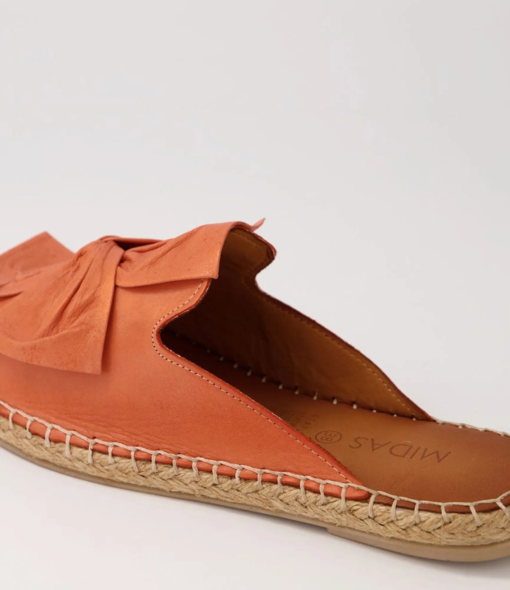 Cheap Midas Shoes Pearli Orange Leather Espadrilles