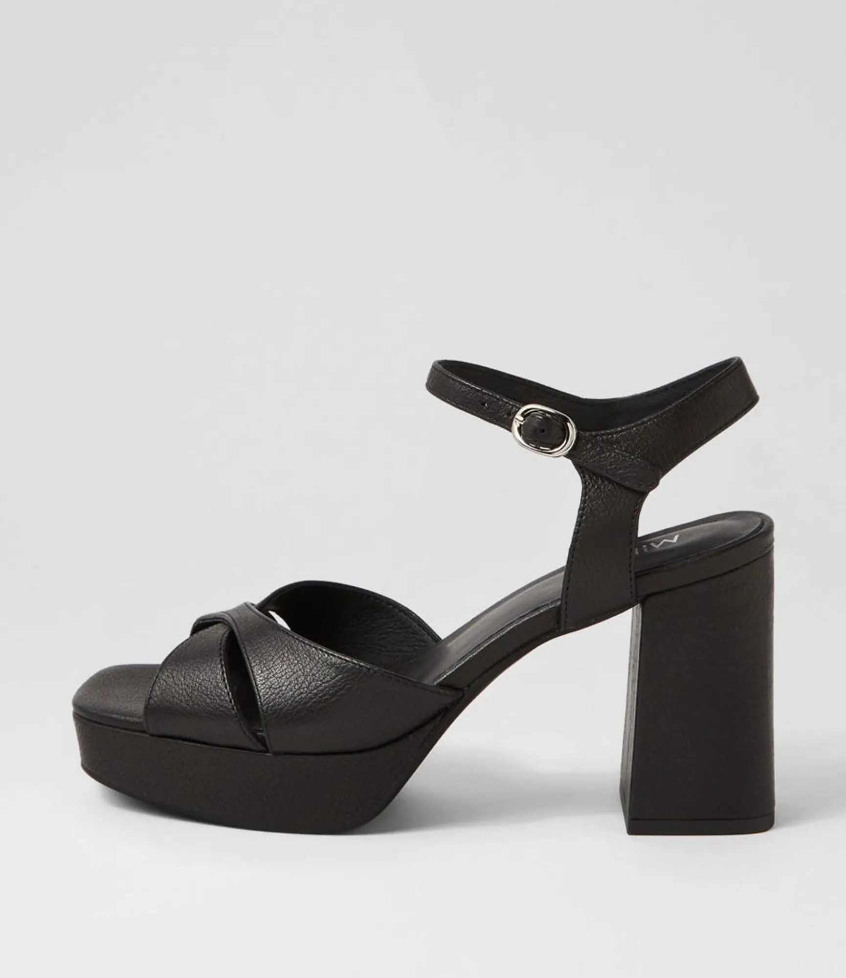 Shop Midas Shoes Peonala Black Leather Sandals
