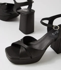 Shop Midas Shoes Peonala Black Leather Sandals