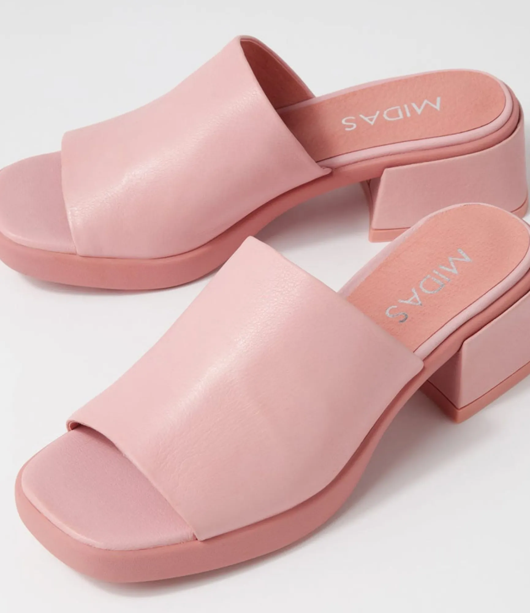 Shop Midas Shoes Perner Pretty Pink Leather Slides