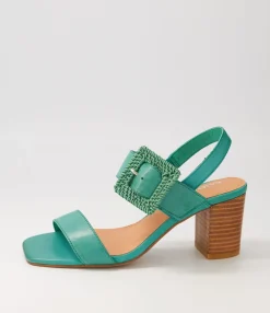 Hot Midas Shoes Pina Emerald Emerald Leather Buckle Sandals